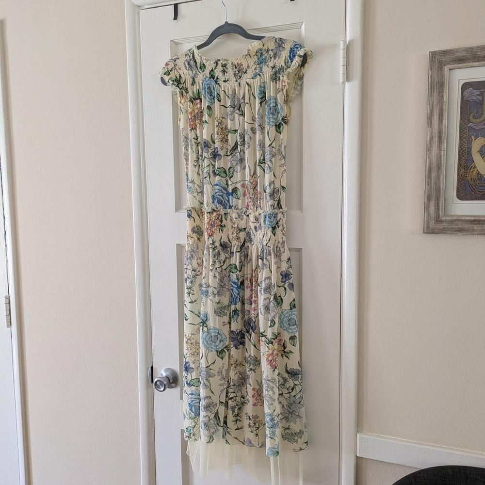 Whimsical Maurizio Pecoraro Sheer Floral Boho Chic Dress 🌸